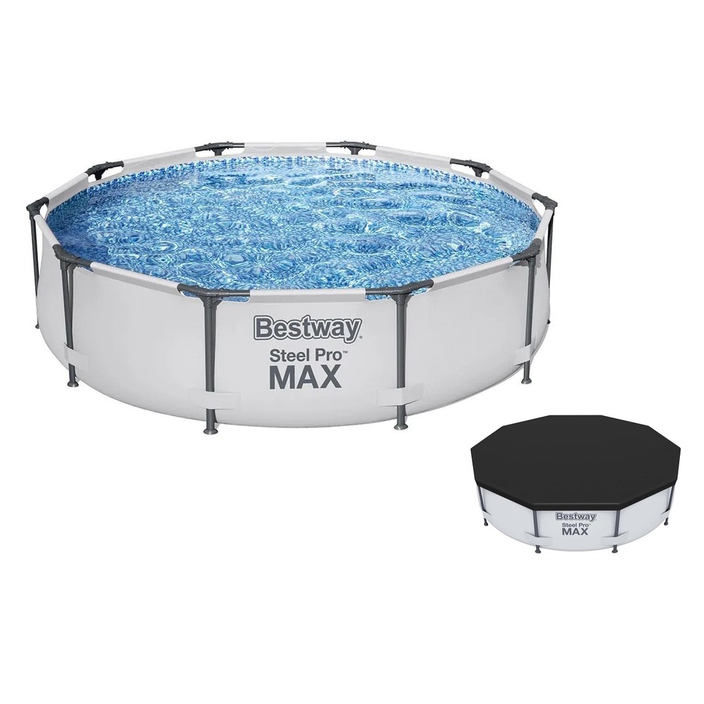 Piscina Bestway 5000 Litros Steel Pro Max CINZA Standard 56406 com CAPA (4678 litros)