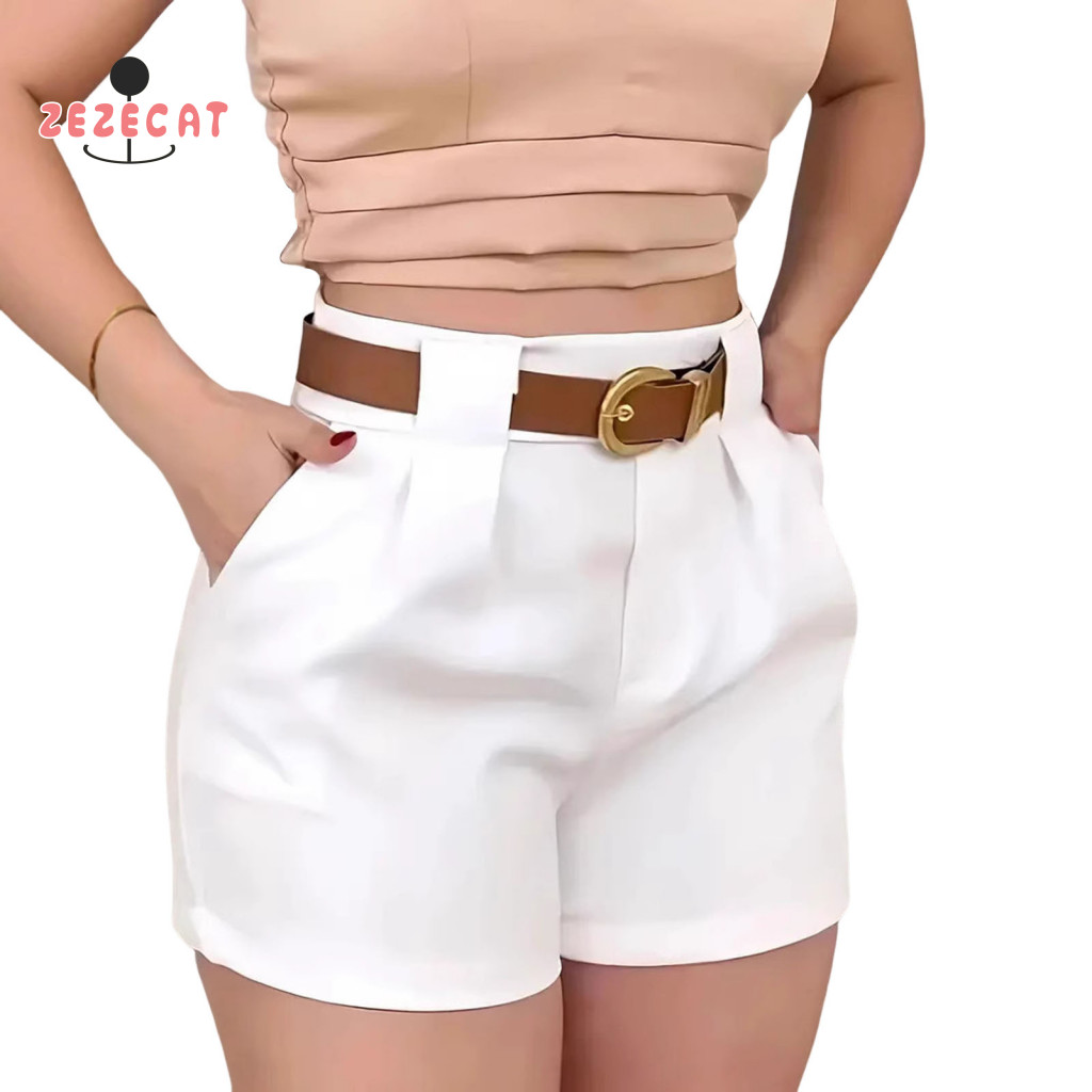 High-waist Summer Shorts High-rise Vacation Women’s Wide Leg with Button Zipper Fly Relaxed Fit Comfortable Lightweigh