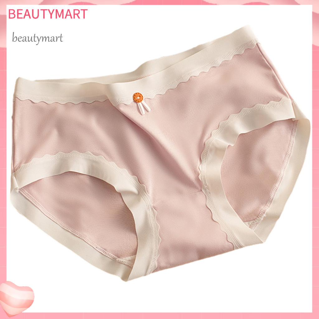 Small Button Detail Underwear Soft Breathable Panties Women’s Quick-dry No Show Summer Mid-rise Stretch for Comfortabl