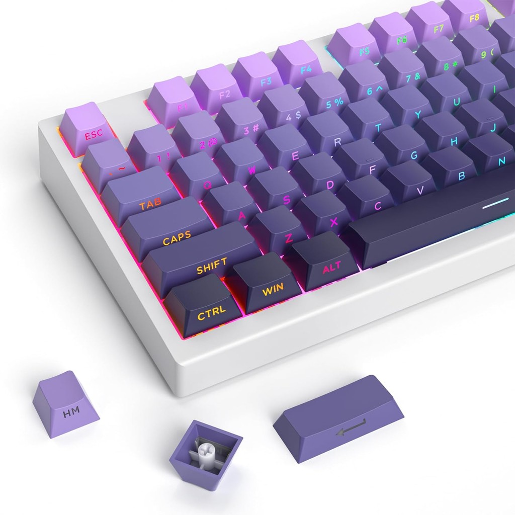 Guffercty kred PBT Cherry Profile Keycaps 133 Teclas Gradiente Side Impresso Double Shot Backlit Para Teclado De Jogos (