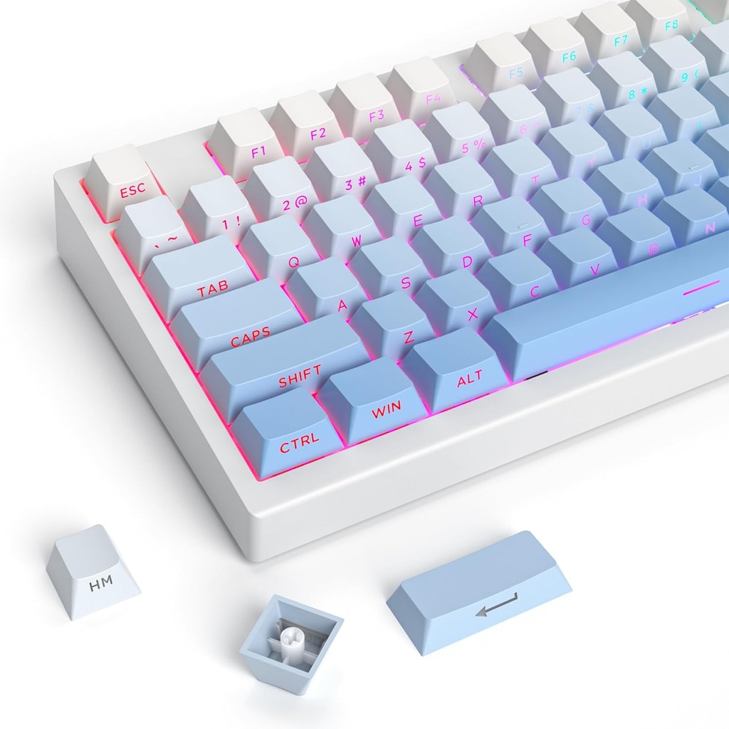 Guffercty kred PBT Cherry Profile Keycaps 133 Teclas Gradiente Side Impresso Double Shot Backlit Para Teclado De Jogos