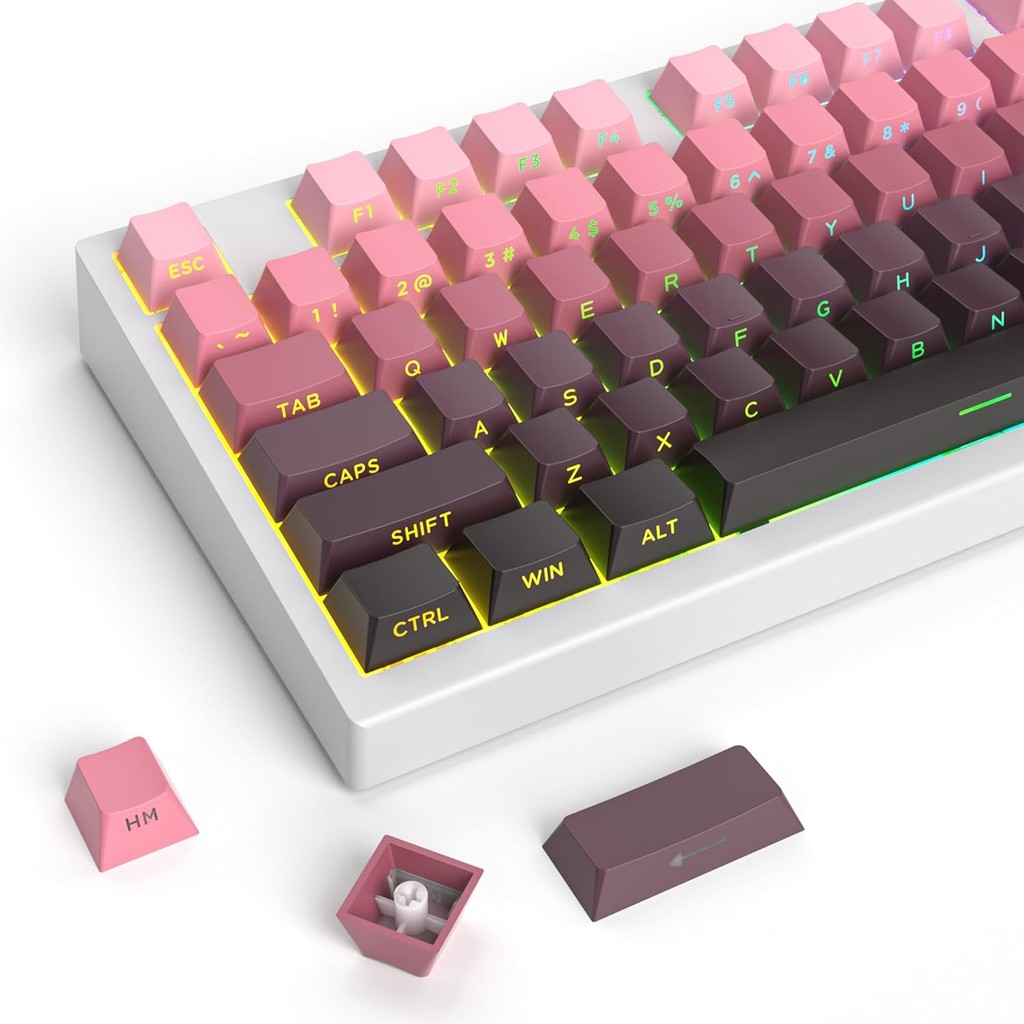 Guffercty kred PBT Cherry Profile Keycaps 133 Teclas Gradiente Side Impresso Double Shot Backlit Para Teclado De Jogos (