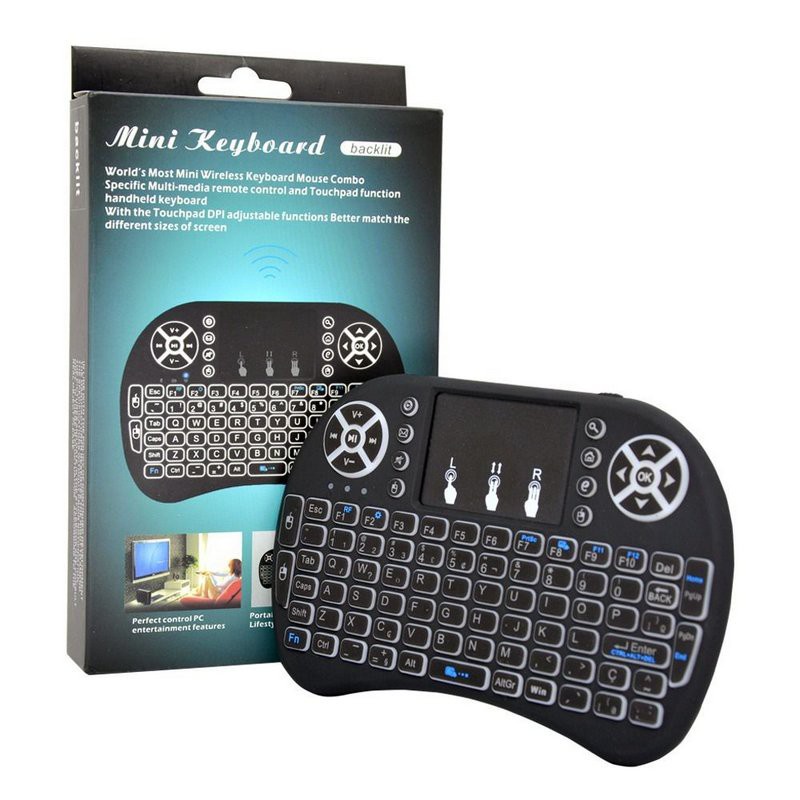 Mini Teclado Wifi Keyboard Controle Com Touchpad Backlit Led