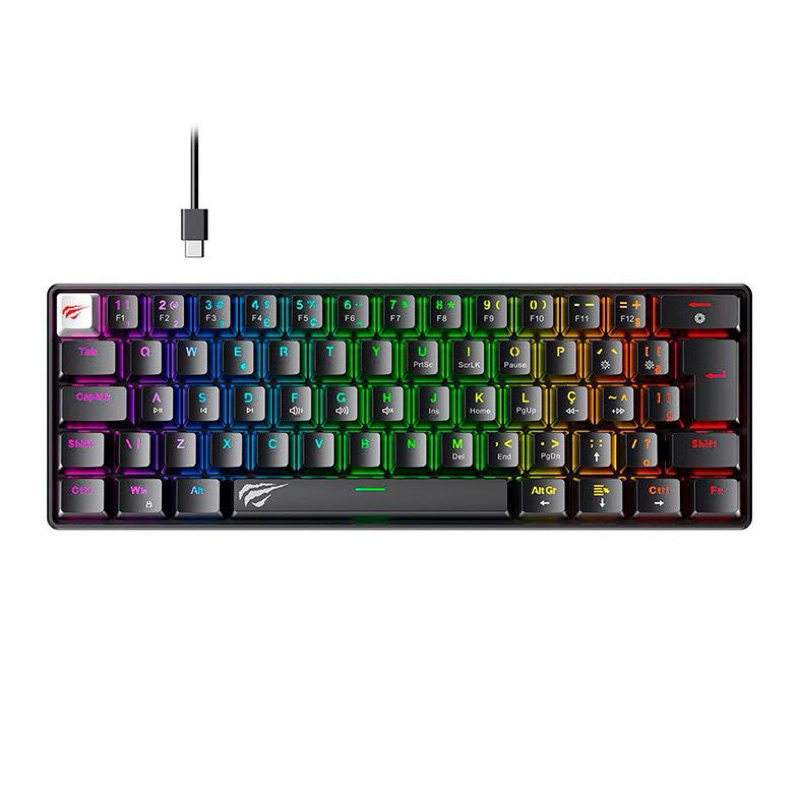 Teclado Mecânico Gamer 60% Havit KB11L-PB RGB BACKLIT Switch Vermelho