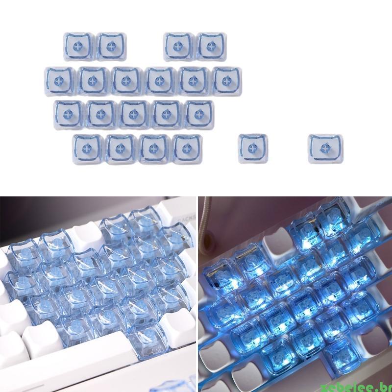 zebeiee 21 Teclas PC Love Esculpidos Keycaps Backlit Transparents Design Perfil MAO Para Uso Noturno E Viagens