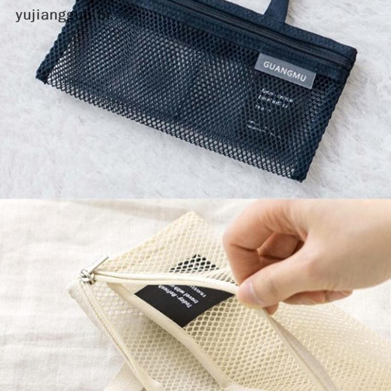 # Novo Bolsa De Armazenamento De Praia De Malha De Nylon Para Viagem Portátil Pincel De Maquiagem Escova De Dentes Pasta