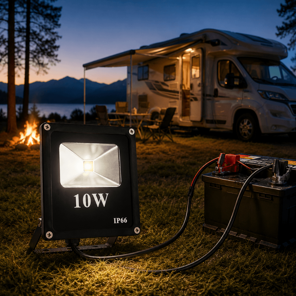 Refletor de led 10W 12V prova dagua IP66 para motorhome barco e lancha holofote bateria solar camping