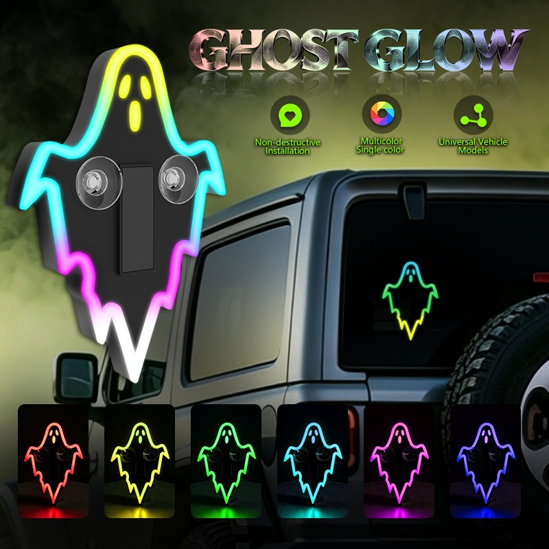 Halloween Solar Fantasma Diabo Luz Ambiente Carro LED Ventosa Janela Lâmpada Decorativa Pára-Brisa Traseiro Expressão Di