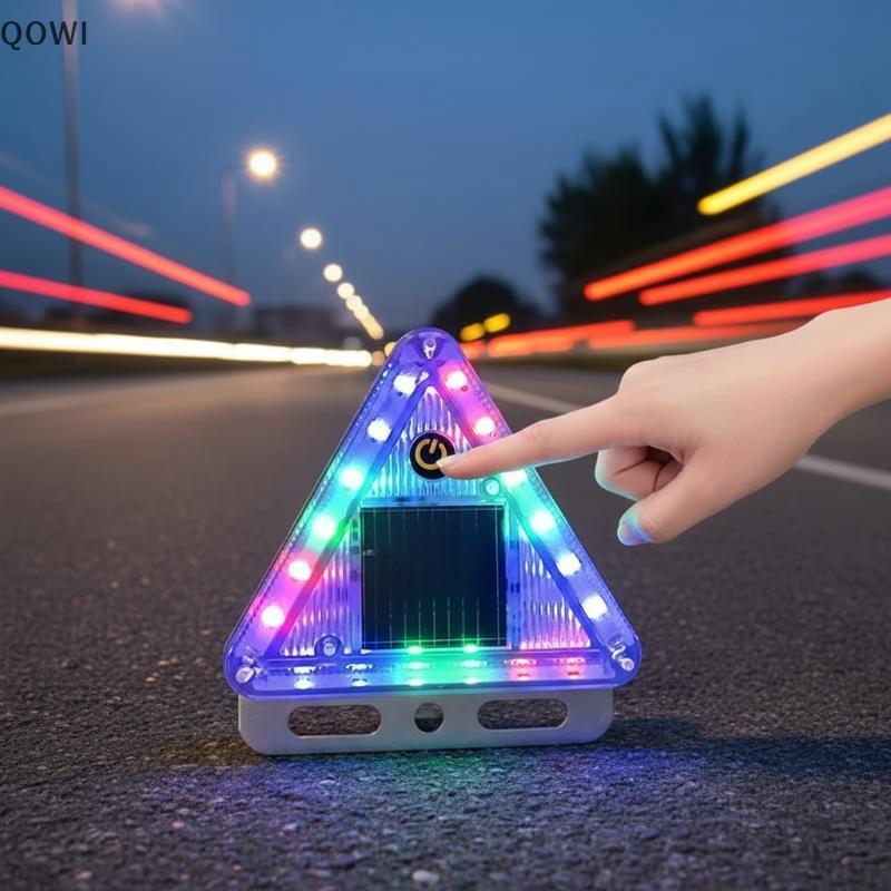 qo Triângulo Movido A Energia Solar LED Luz De Advertência Visibilidade De Longa Distância Piscando Segurança Para Carro