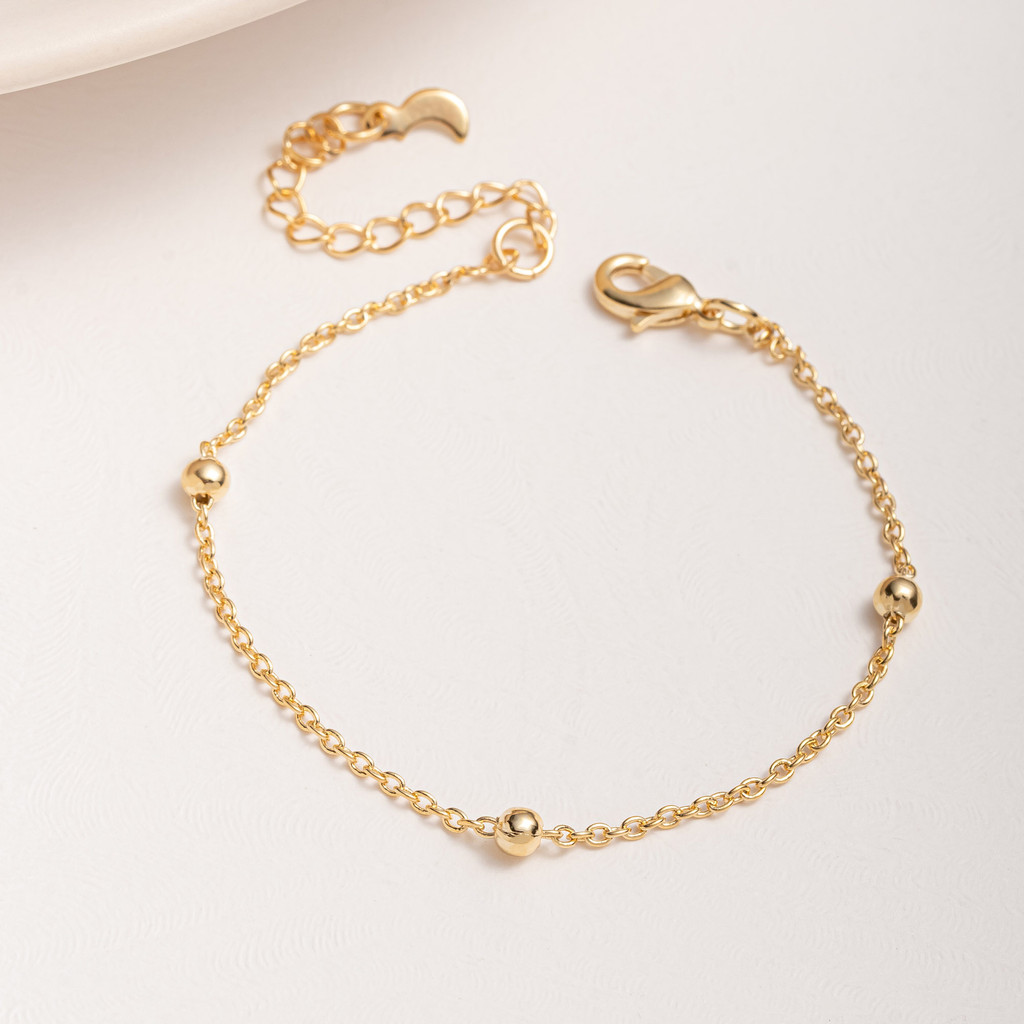 Pulseira Infantil Bolinhas Delicadas Banhada Ouro 18K