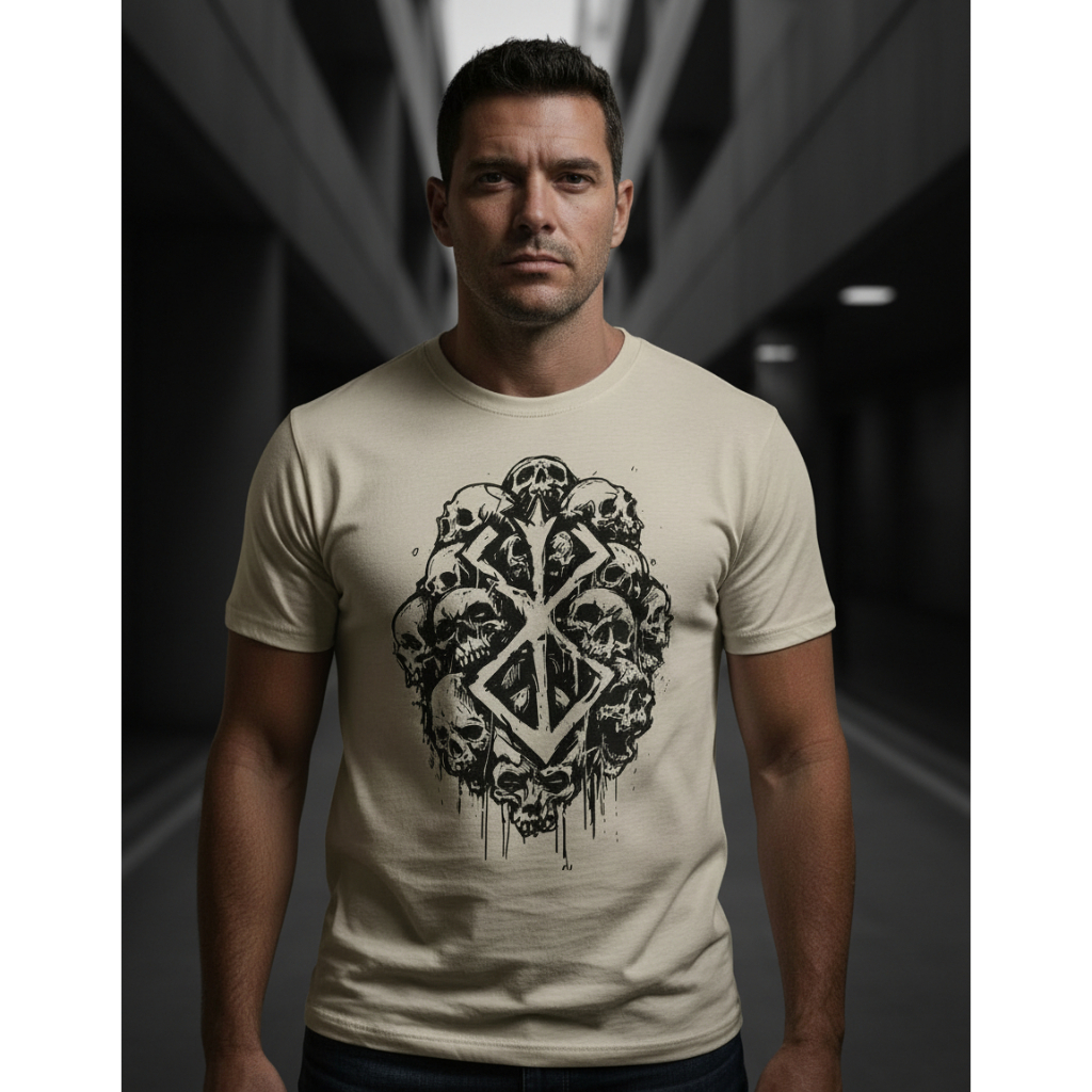 Camiseta Berserk Guts Sacrifice Mark Skull Camisa