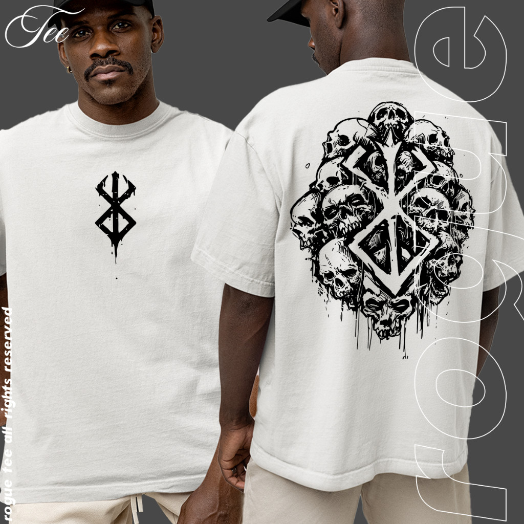 Camisa Camiseta Sacrifice Berserk Rock Anime Caveira Algodao Premium
