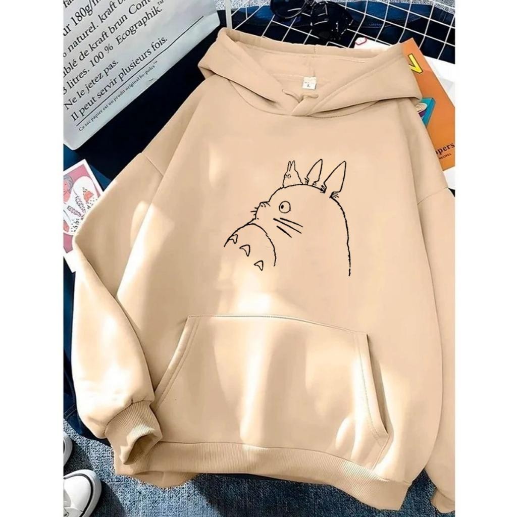 Blusa Canguru Inverno Capote Moletom Capote Unissex C/ Capuz com estampa Urso Ursão Casual Totoro