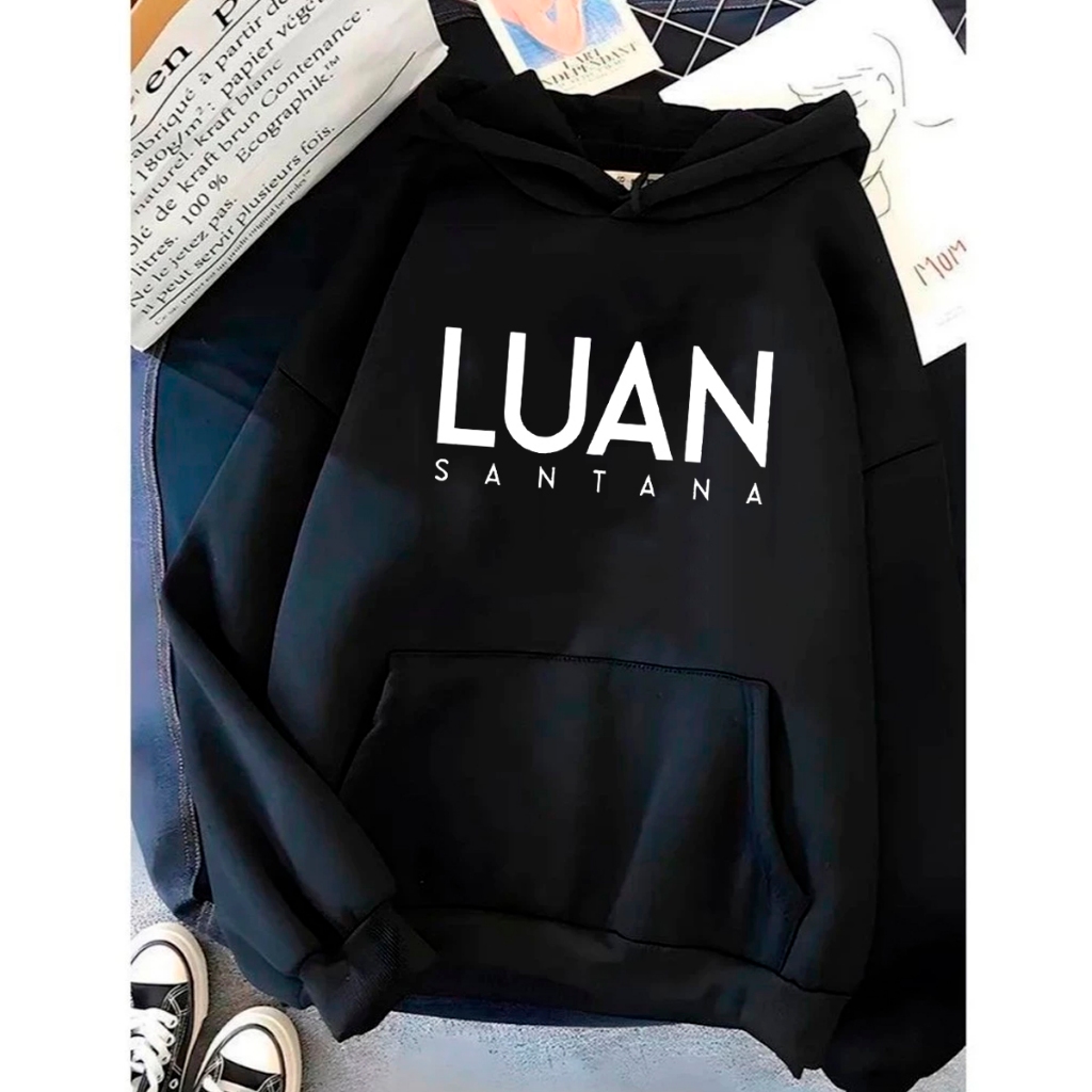Blusa Canguru Inverno Capote Moletom Capote Unissex C/ Capuz Luan Satanta Cantor Brasileiro The best Casual