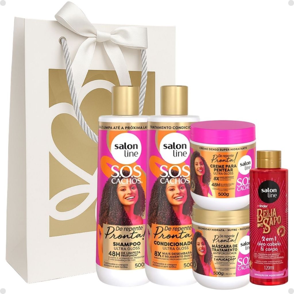 Kit Presente Salon Line De Repente Pronta: Shampo, Cond, Creme Pentear e Máscara + Mimo Exclusivo