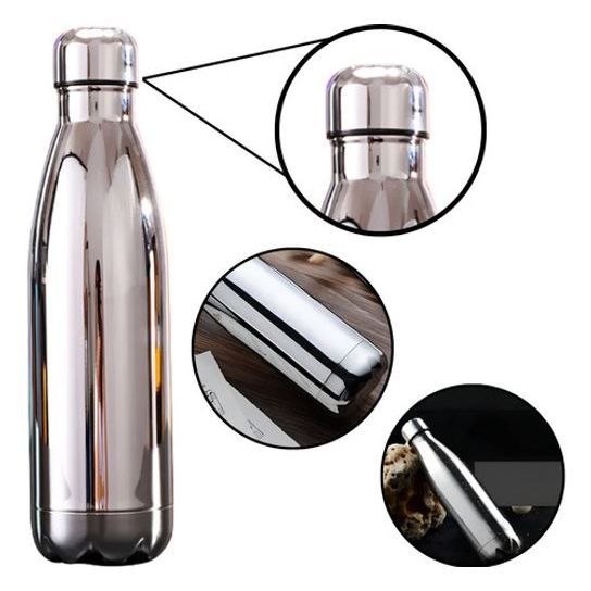 Garrafa Térmica Dupla Camada Com Tampa 500ml Chrome Color Agua Caminhada Academia Trabalho Faculdade