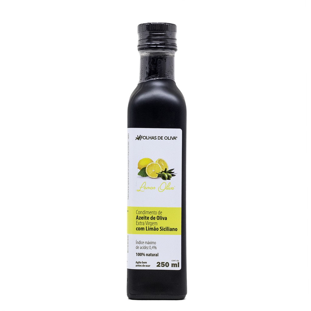 Azeite de oliva extra virgem natural com limao siciliano  Folhas de Oliva  - acidez 0,4% - 250ml