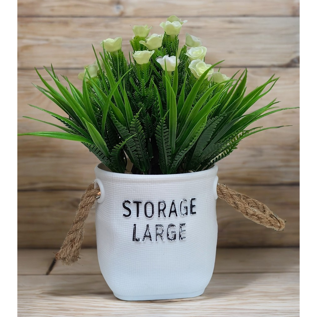 Vaso Storage Premium com Capim Floral Artificial – Decoração Moderna
