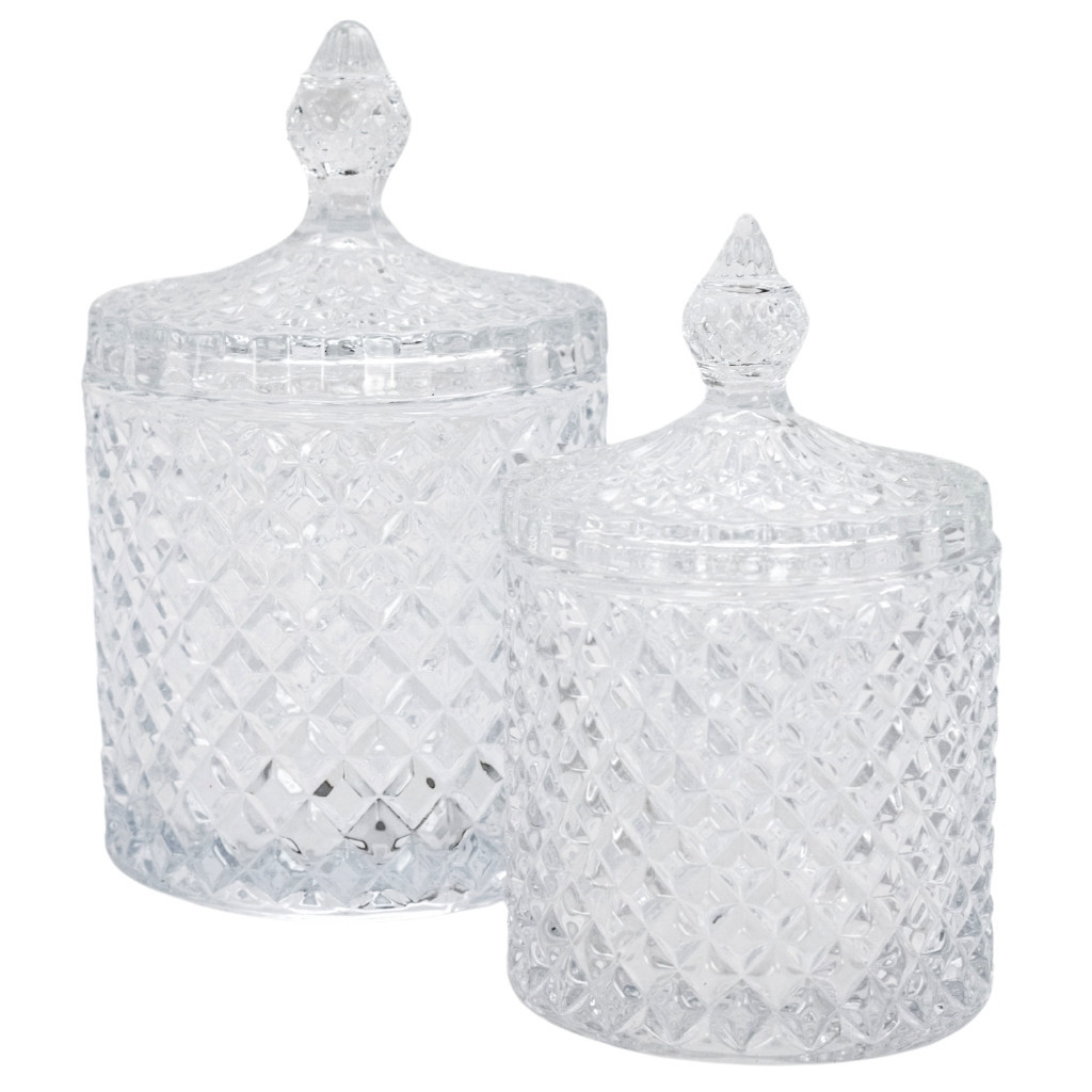 Conjunto De Potiches Decorativo Pequeno e Médio Bomboniere Armazenamento Doce