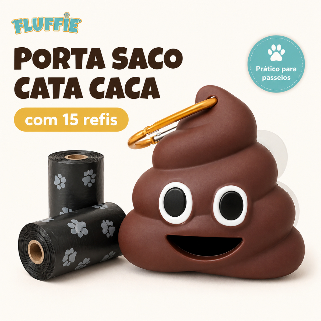 Porta Saco Cata Caca para Cachorro com Refil 15 Saquinhos para Passeio