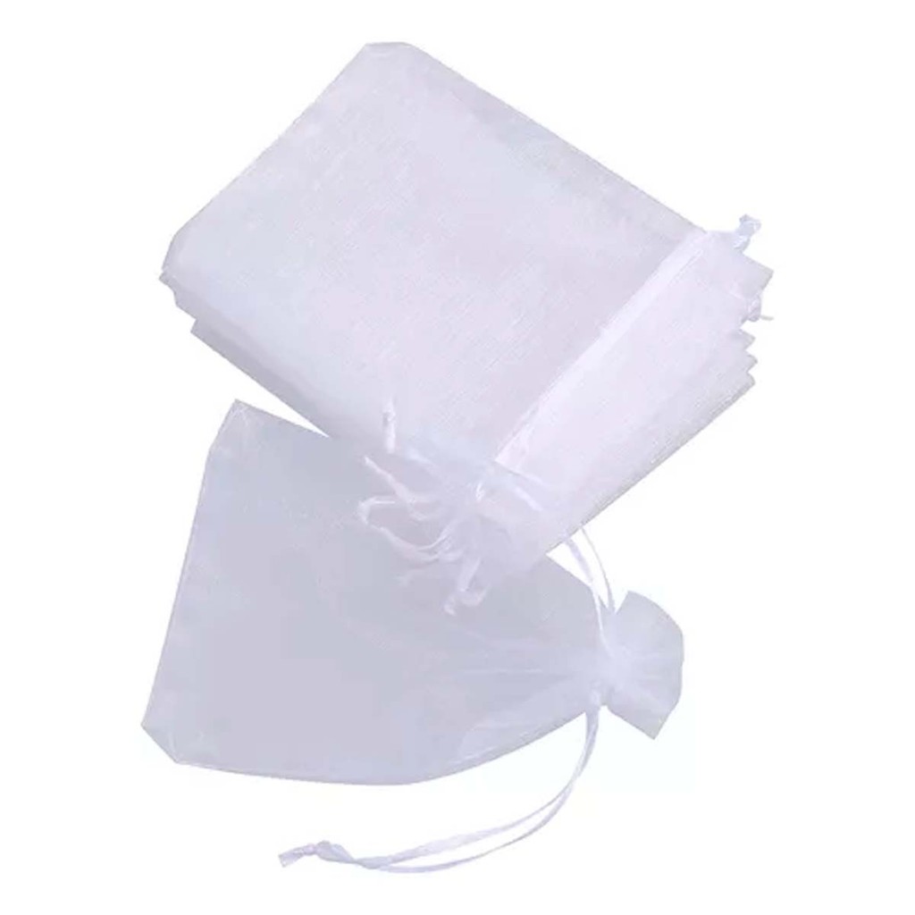 10 Saco Organza Liso (9x12cm) Saquinhos Com Cordão A Granel Médio Lembrancinha Artesanato Jóias