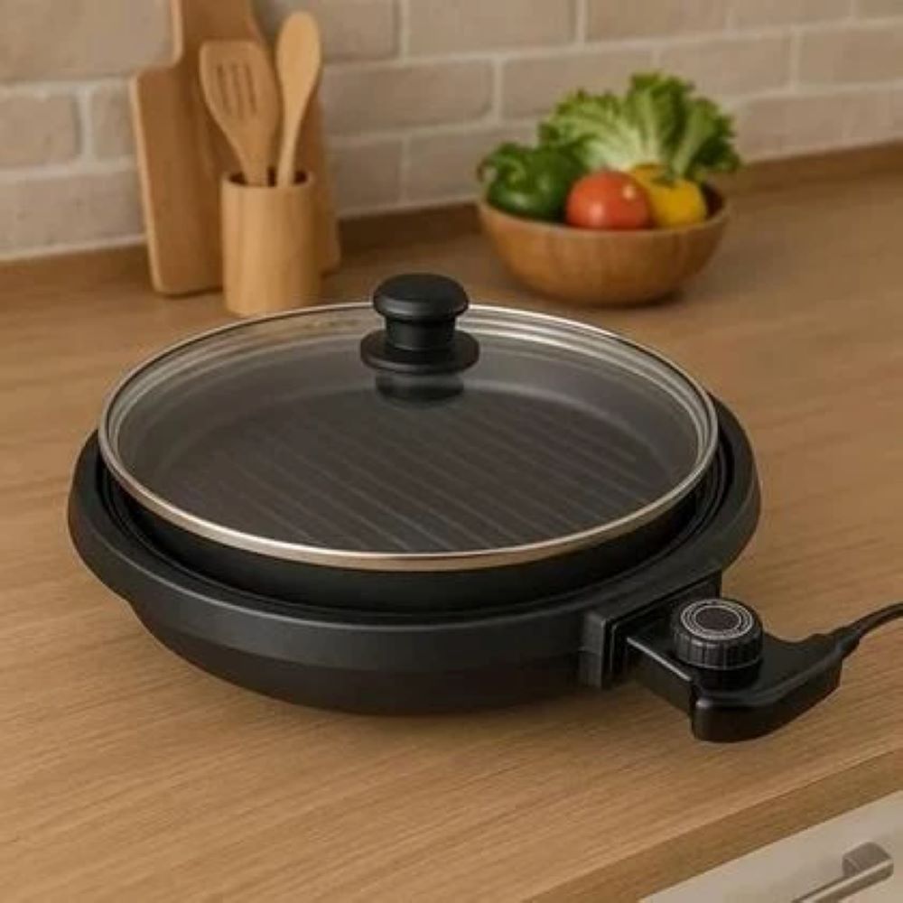 Grill Eletrico Premium Redondo Termostato Ajustavel Controle Temperatura 220v