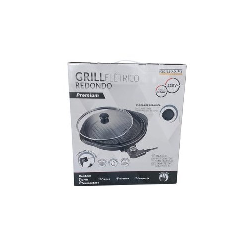 Grill Eletrico Redondo Premium Resistente Termostato Preto 220v Cozinha