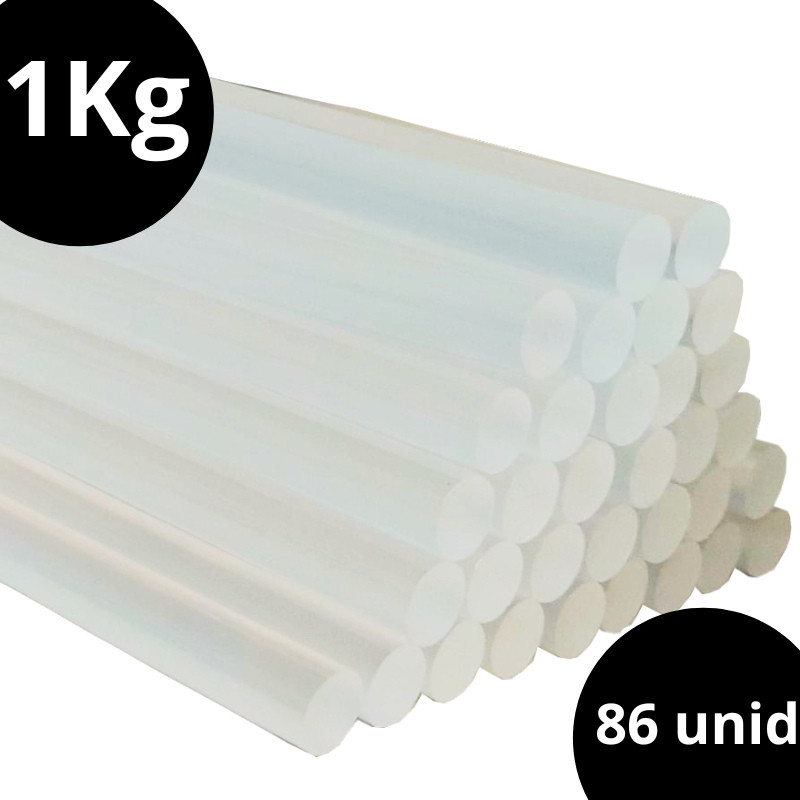 Bastão Cola Quente Refil Transparente Fina 7mm ou Grossa 11mm Grande 30cm pacote de 1kg