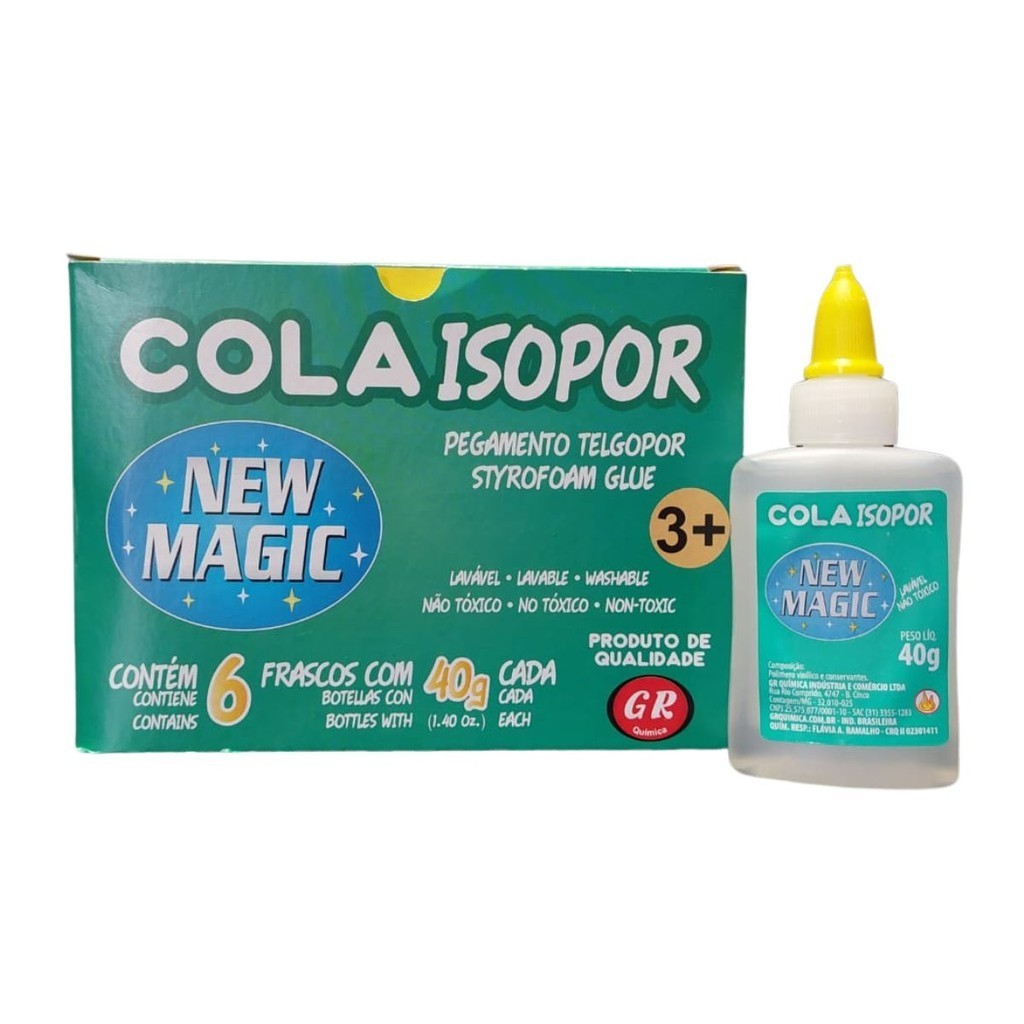 KIT 6 COLAS PARA ISOPOR 40G TRANSPARENTE NEW MAGIC - GR QUIMICA