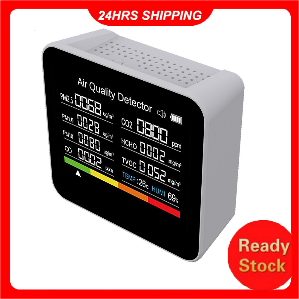 SHUAIGUO 9 in Qu Medidor de CO2 Detector de dióxido de carbono CO TVOC HC PM2.5 PM.0 PM0 Detecção de temperatura Hudi