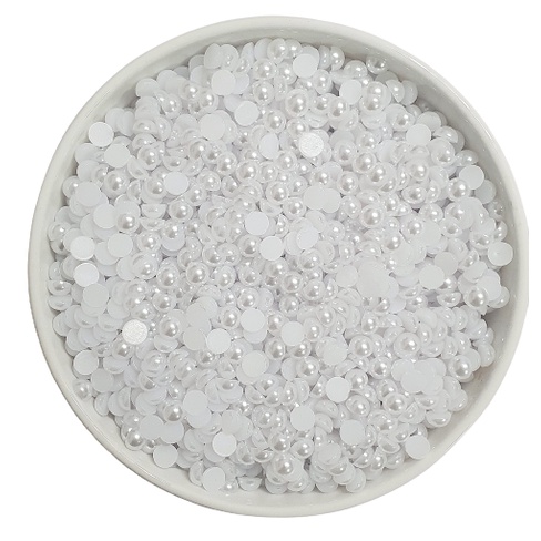Meia Pérola ABS Branca 6mm - 20g - Aproximadamente 300 Peças