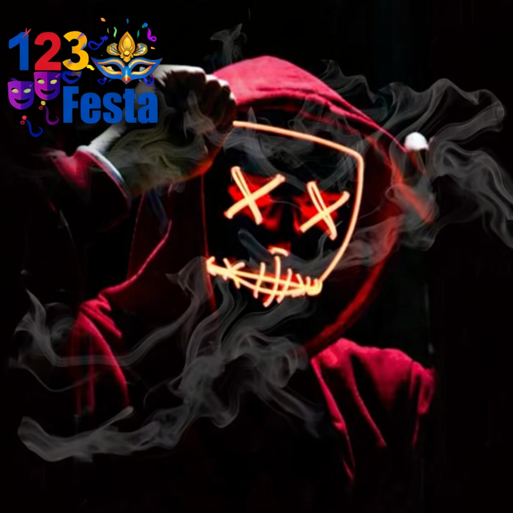 Halloween com a Máscara de LED Neon The Purge