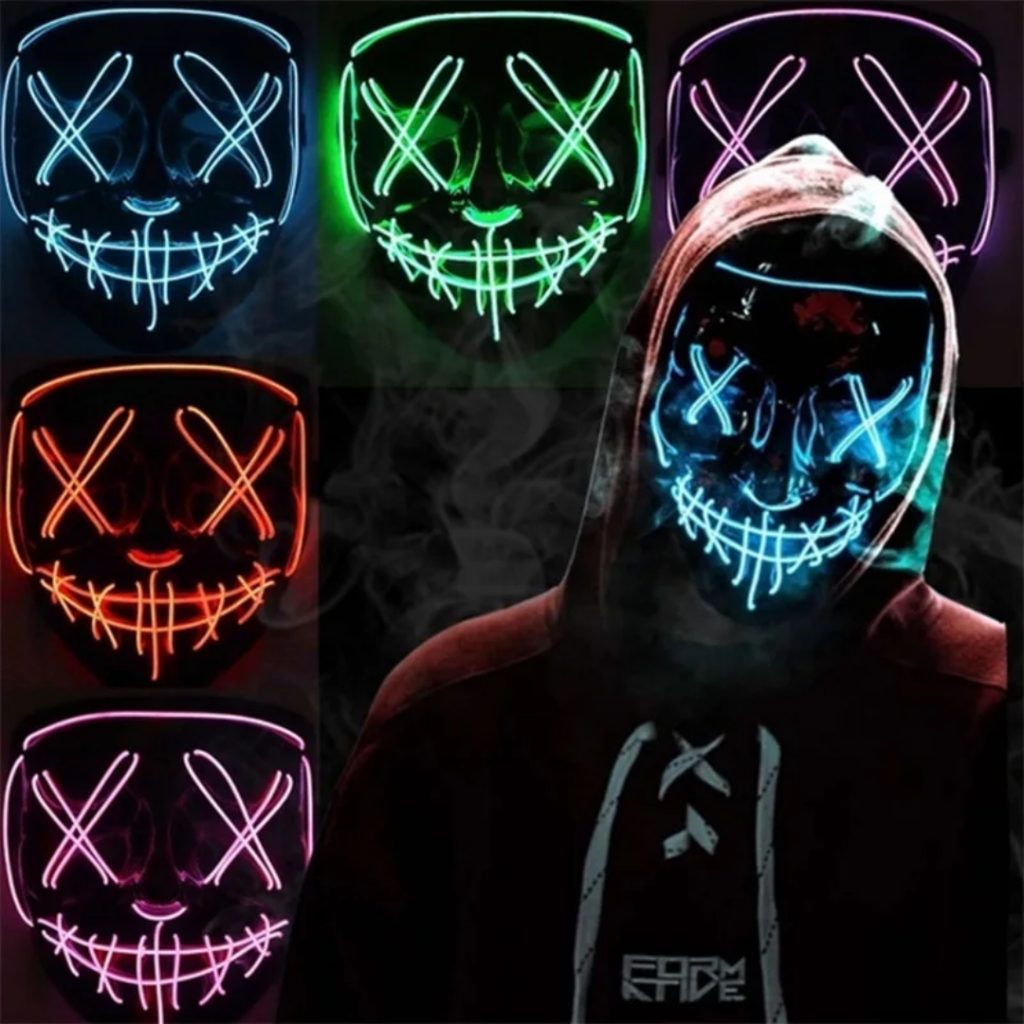Mascara Led Neon Cosplay The Purge para Balada Halloween