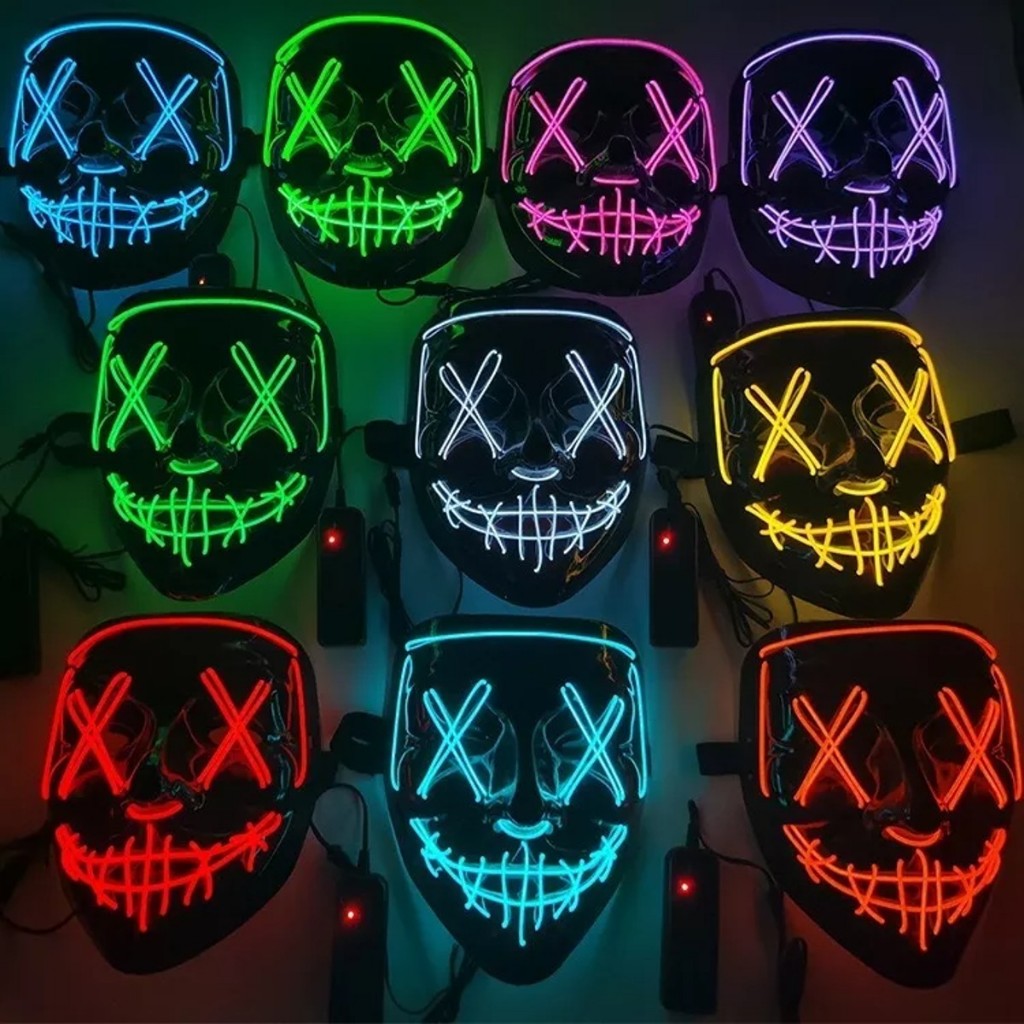 Mascara C/ Led Neon The Purge Carnaval Halloween Rave Halloween Festa