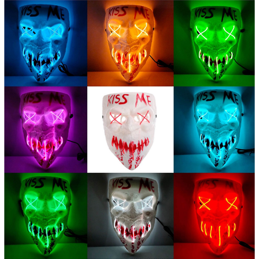 Mascara Luz Led Neon Filme Kiss Me Noite De Crime The Purge Fantasia Festa Halloween Assustador