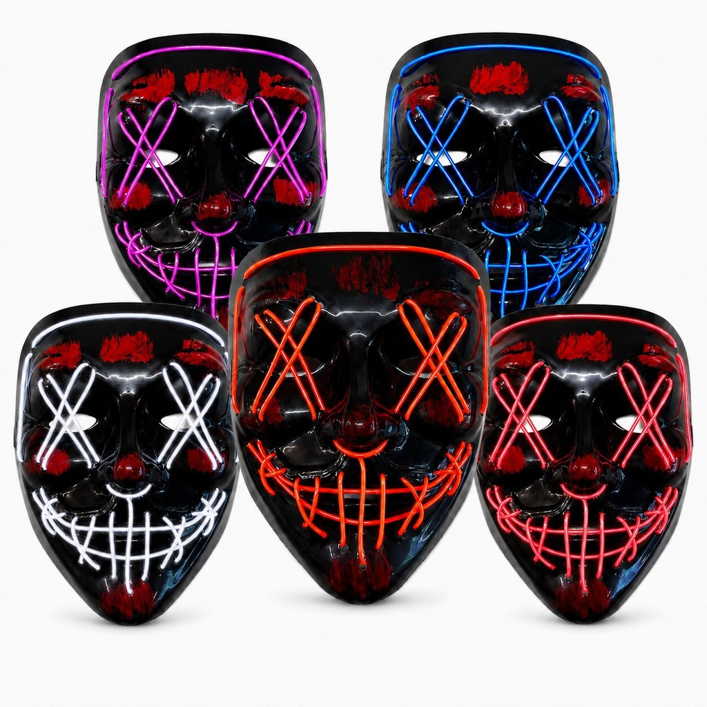 Máscara The Purge Led Neon Terror Halloween Fantasia Cosplay
