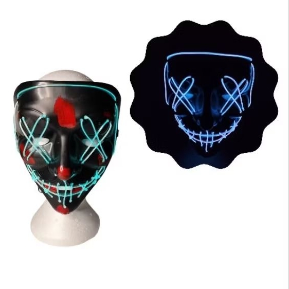 Máscara Led Neon Halloween Festa Fantasia Cosplay Uma Noite de Crime Assustador The Purge