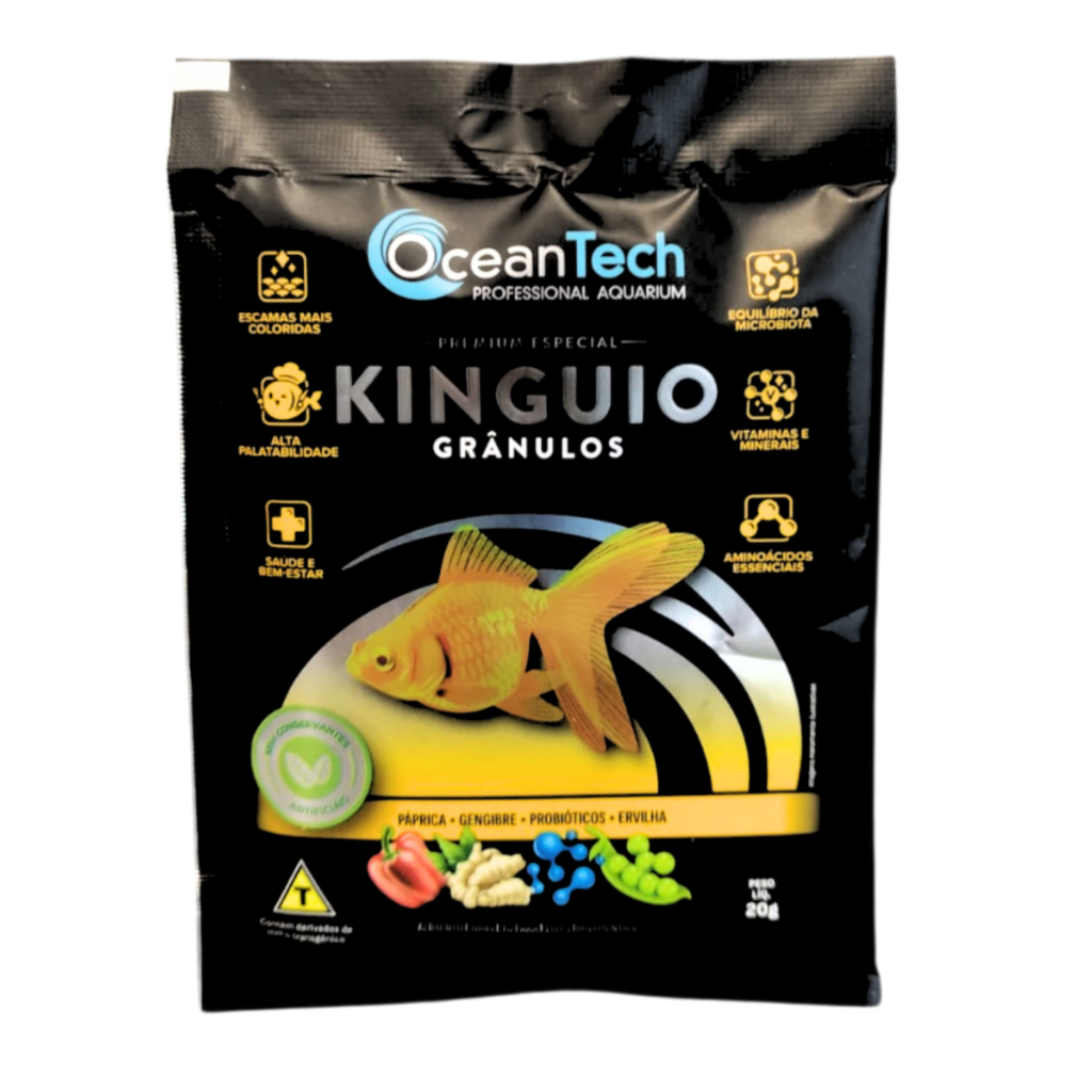Ração Para Kinguio 20g Ocean Tech Bolinha Gránulos Peixe Tropical Carpa Koi Tetra Pond Lago 6x1 Premium Dia Sera Gold