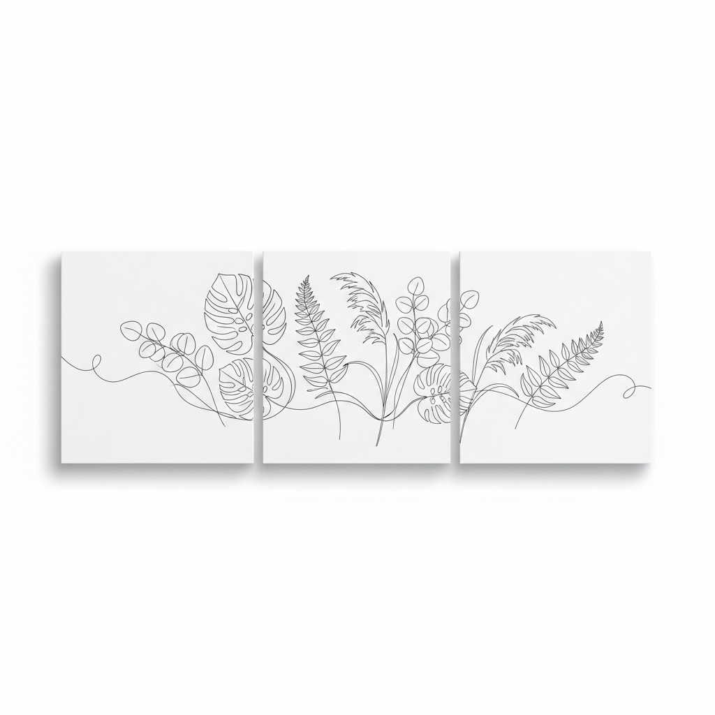 Quadro Decorativo 3 Peças floral  tropical vibrante Luxo Gold Decoração Sala Quarto Escritório