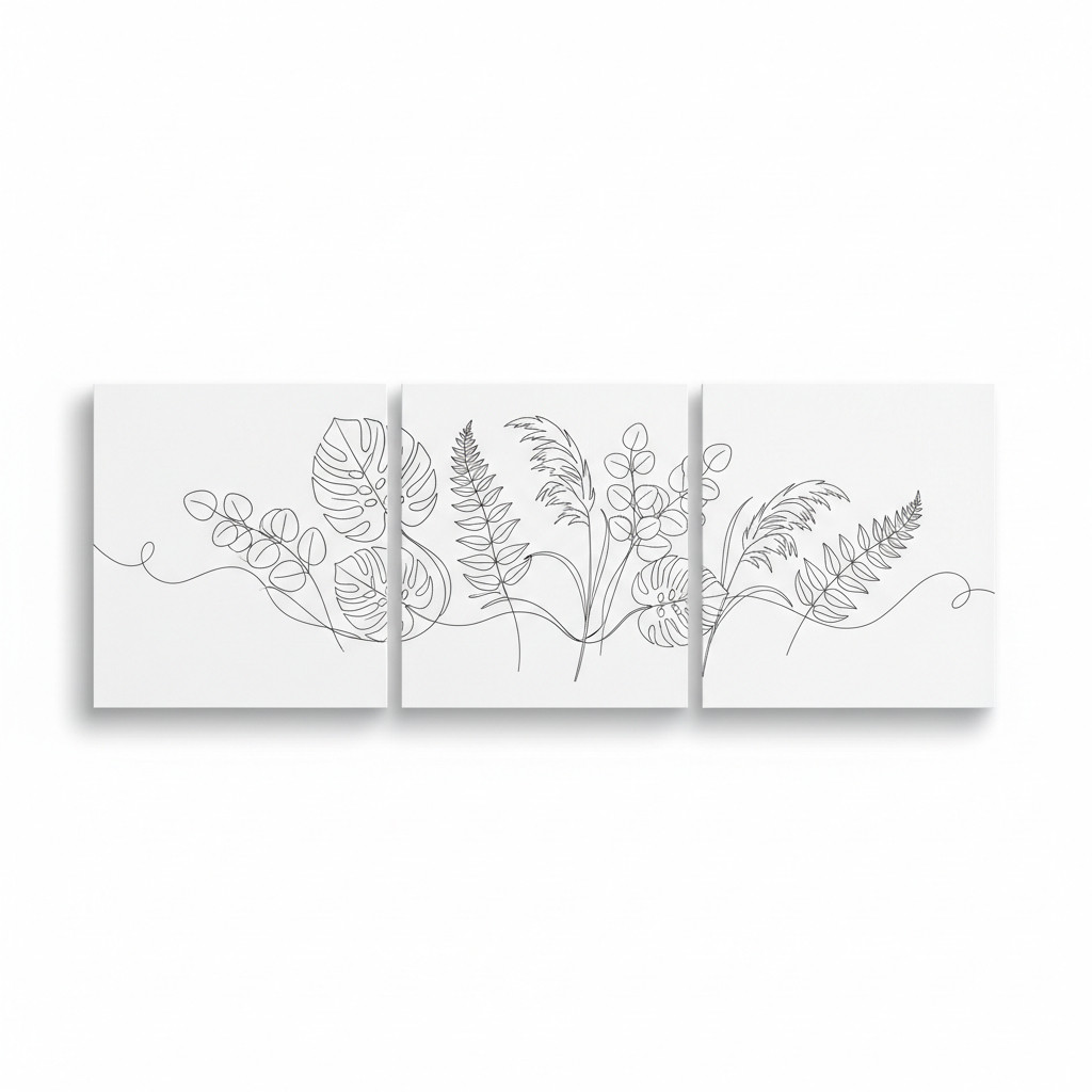 Quadro Decorativo 3 Peças floral  tropical vibrante Luxo Gold Decoração Sala Quarto Escritório