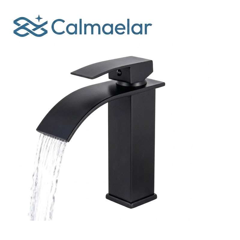 Waterfall Mixer Tap Single Lever Bathroom Lavatory Metal Hot Cold Sink Black/Chrome/Gold/RoseGold With Coupling