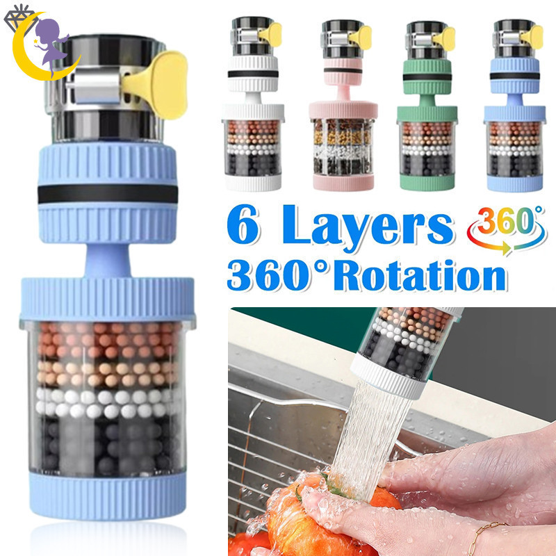 [Novo Purificador Da Torneira Com Filtro De Água De 6 Camadas De Rotação 360 Universal Faucet Aerator Splash Nozzle Mixer Bubbler For Kitchen Bathroom