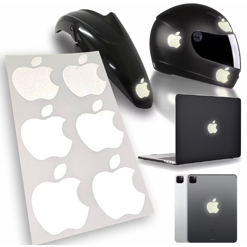 Adesivos Refletivos Maçã Apple: Kit com 6 Unidades para Personalização - Design Exclusivo e Estilo Moderno