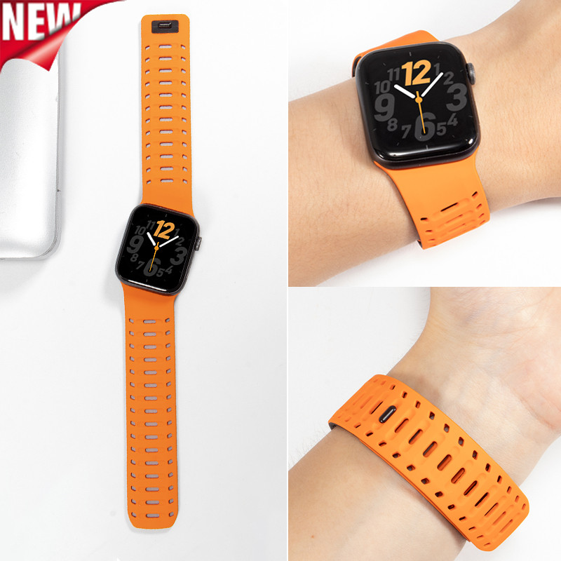 Pulseira Magnética De Silicone Com Design Inclinado Para Apple Watch Ultra 3 2 Series 11 10 9 8 7 SE 49mm 46mm 45mm 44mm