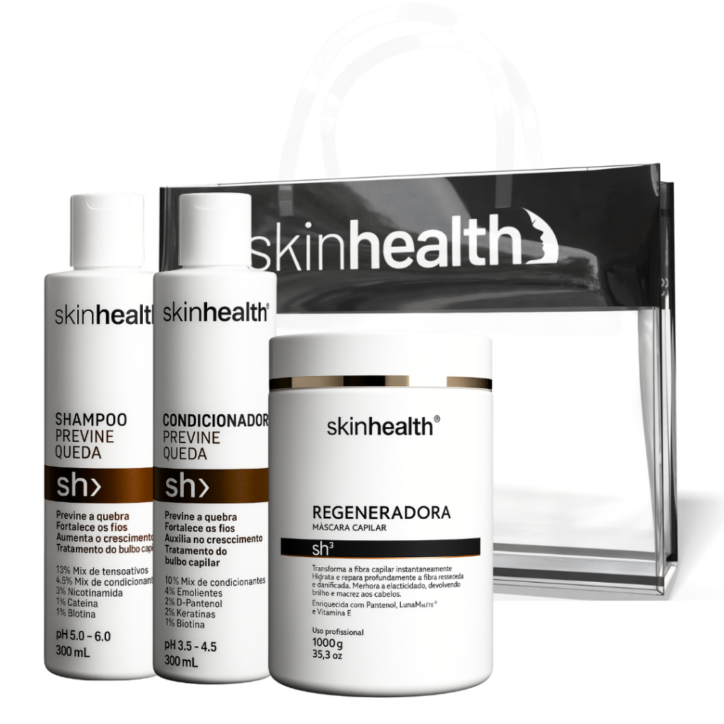 Combo Completo Cuidados com o Cabelo - Shampoo, Condicionador e Máscara Skinhealth