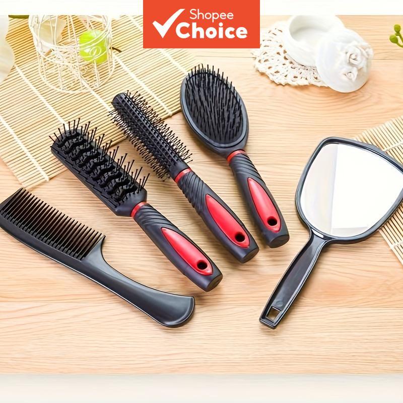 Conjunto De Escova De Pente Profissional , 5 Pacotes , Com Suporte De Espelho , Massagem , Ferramenta De Estilo Cosmétic