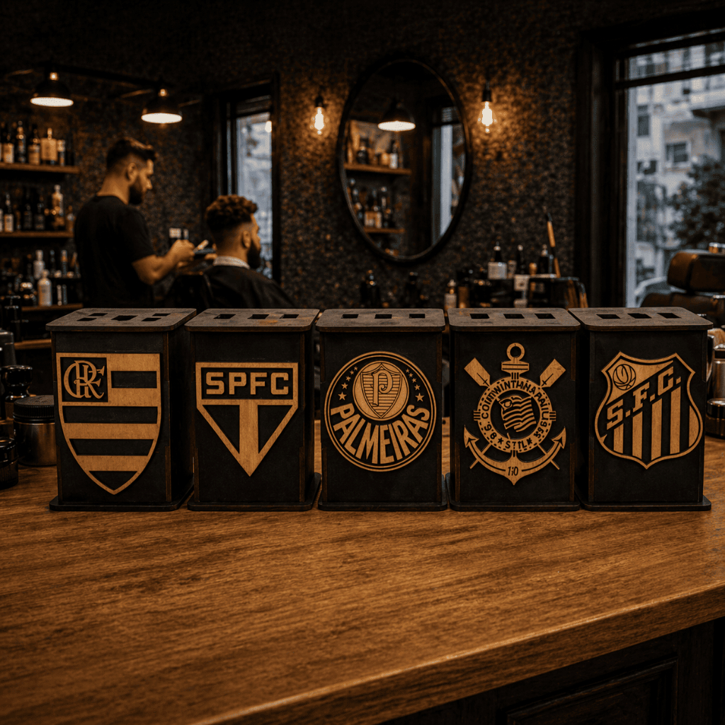 Suporte Porta Tesouras Barbearia MDF Decorativo Estilo Futebol Profissional