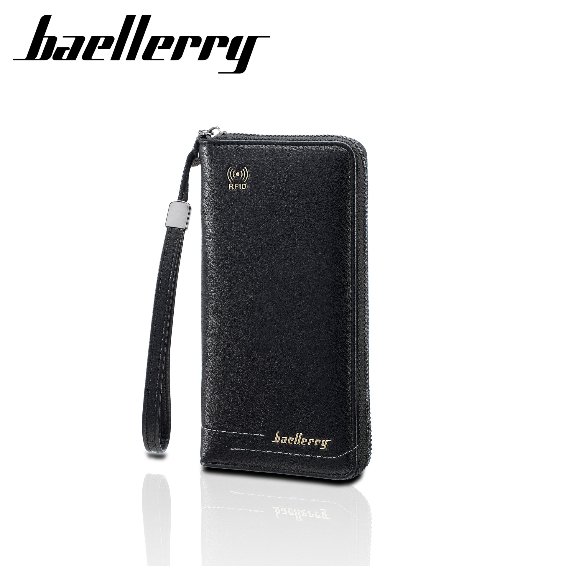 Baellerry Nova Carteira Longa Anti-Magnética com Zíper, Grande Capacidade, Multi-Espaços para Cartões, Carteira