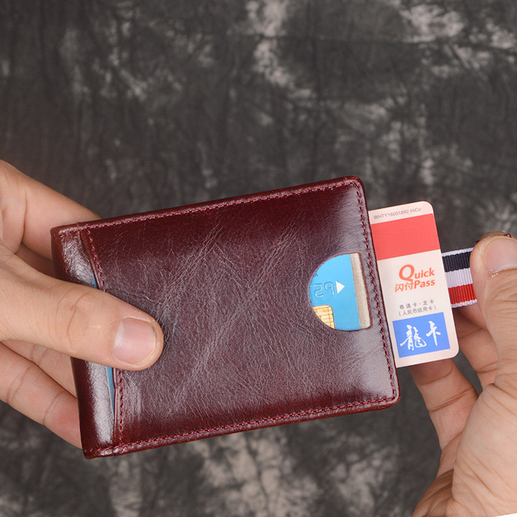 Exportação de comércio exterior primeira camada cera de óleo couro senhoras carteira RFID Anti-magnético função de cartã