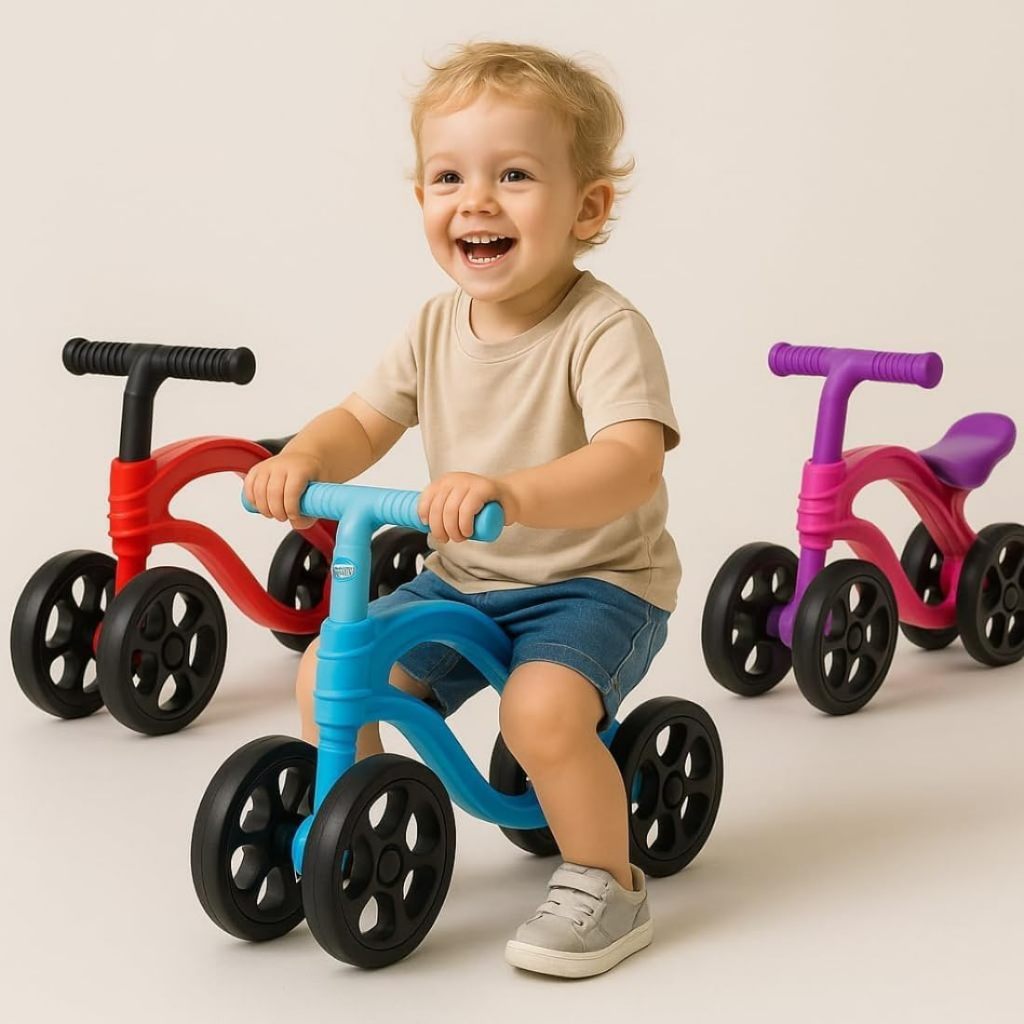 Bicicleta de Equilíbrio Infantil Futurista Passeios Saídas Brincar Vermelho Rosa ou Azul Crianças